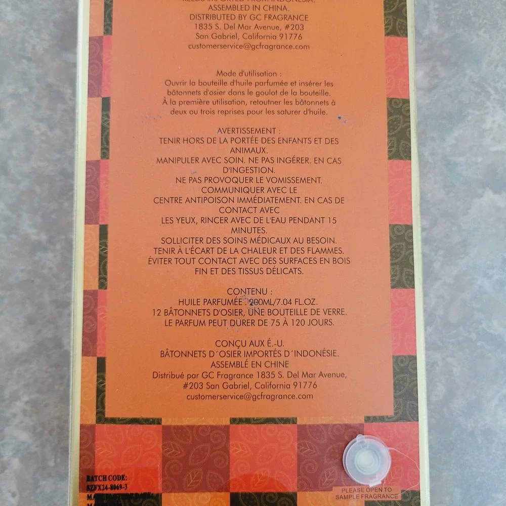 NIB NEW GC Botanicals Vanilla Pumpkin 12 Reed Diffuser Home Fragrance 7.04oz USA